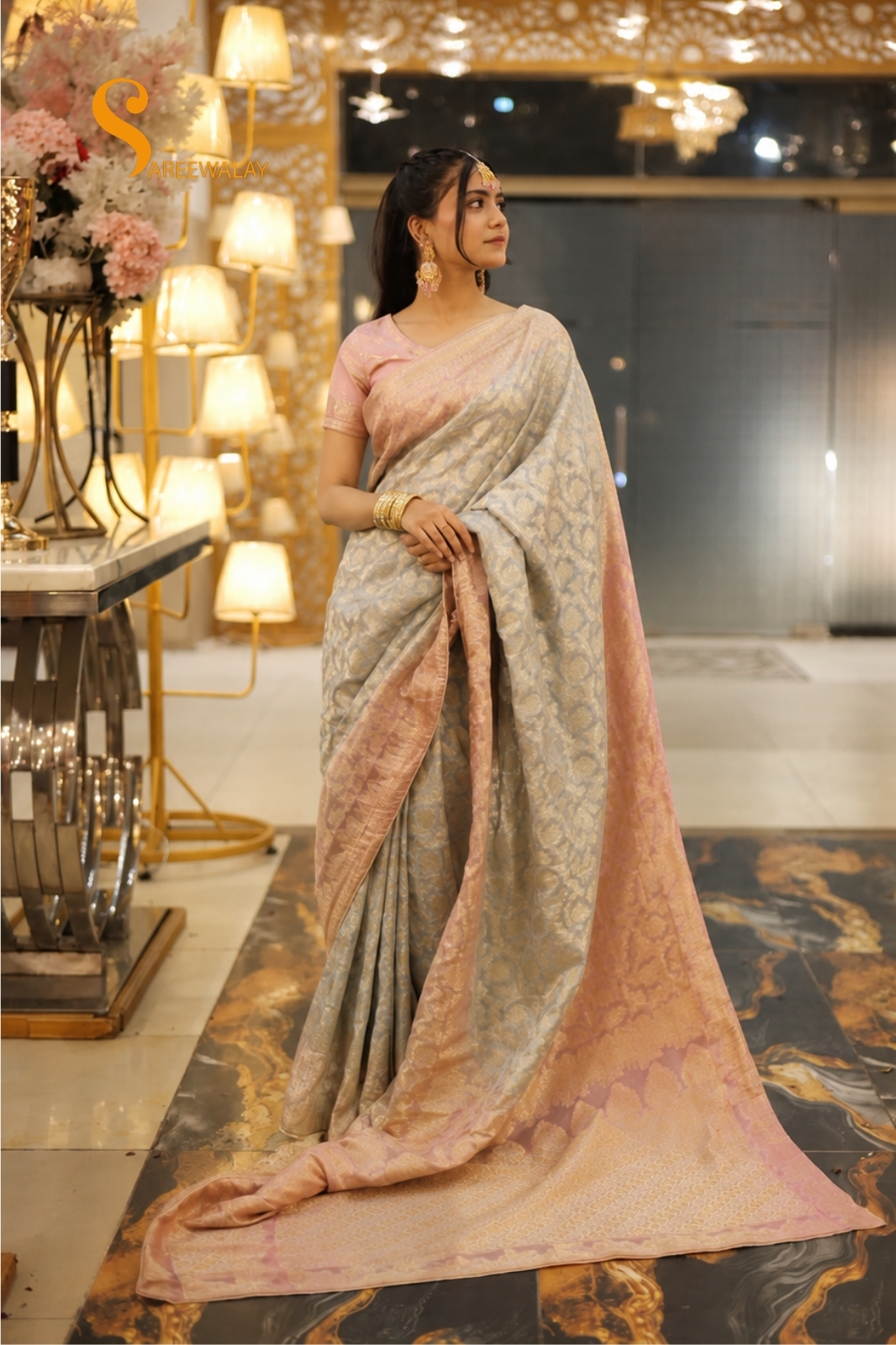 Nain Sukh – Banarsi Two Tone Double Shade Saree