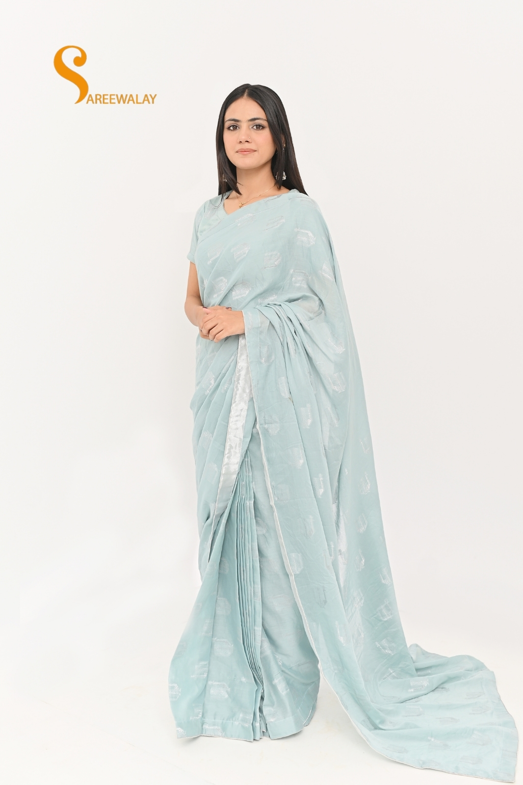Blue Lawn Brotia Saree